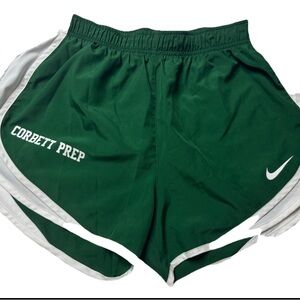 Y2K Nike Women’s Dri-FIT Running Shorts – Green & White Size LG Corbett Prep